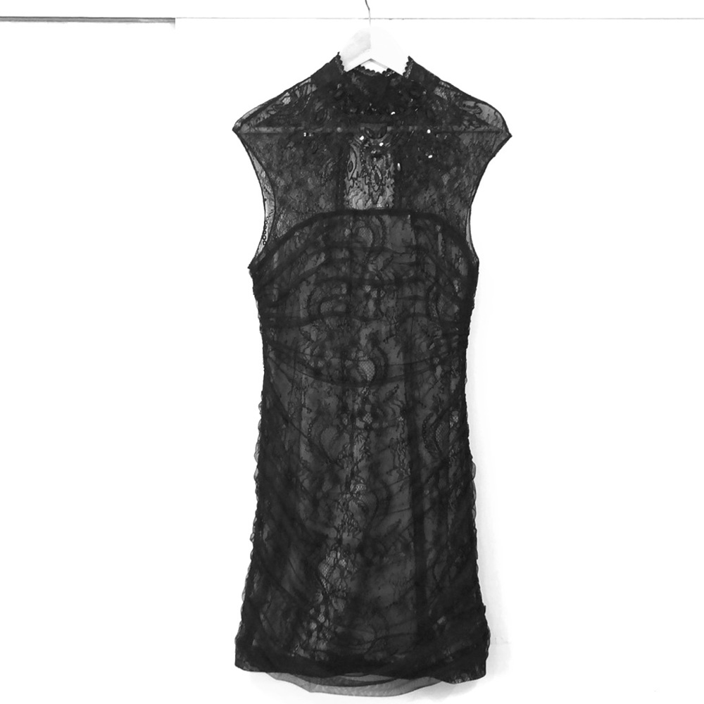 BEBE Black Lace Mini Dress Size Large